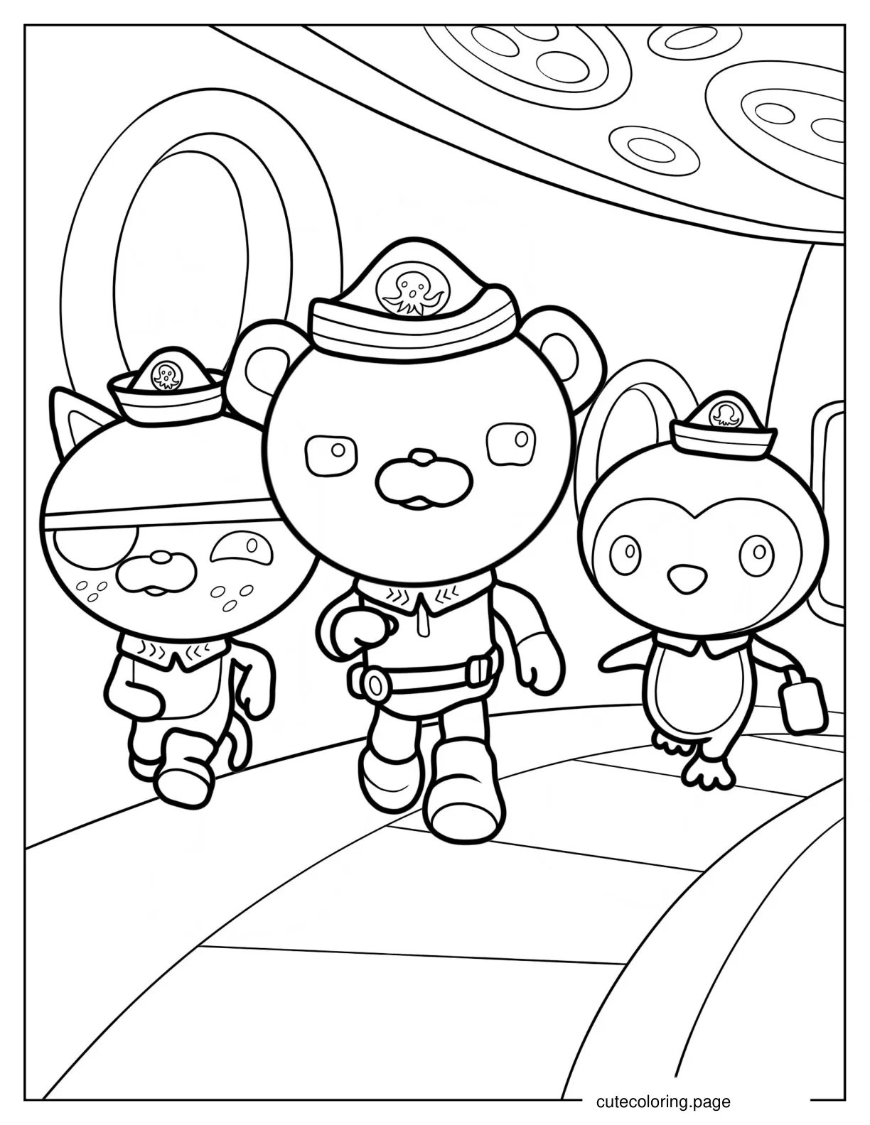 Captain Barnacles Peso Penguin And Kwazii Walking coloring page