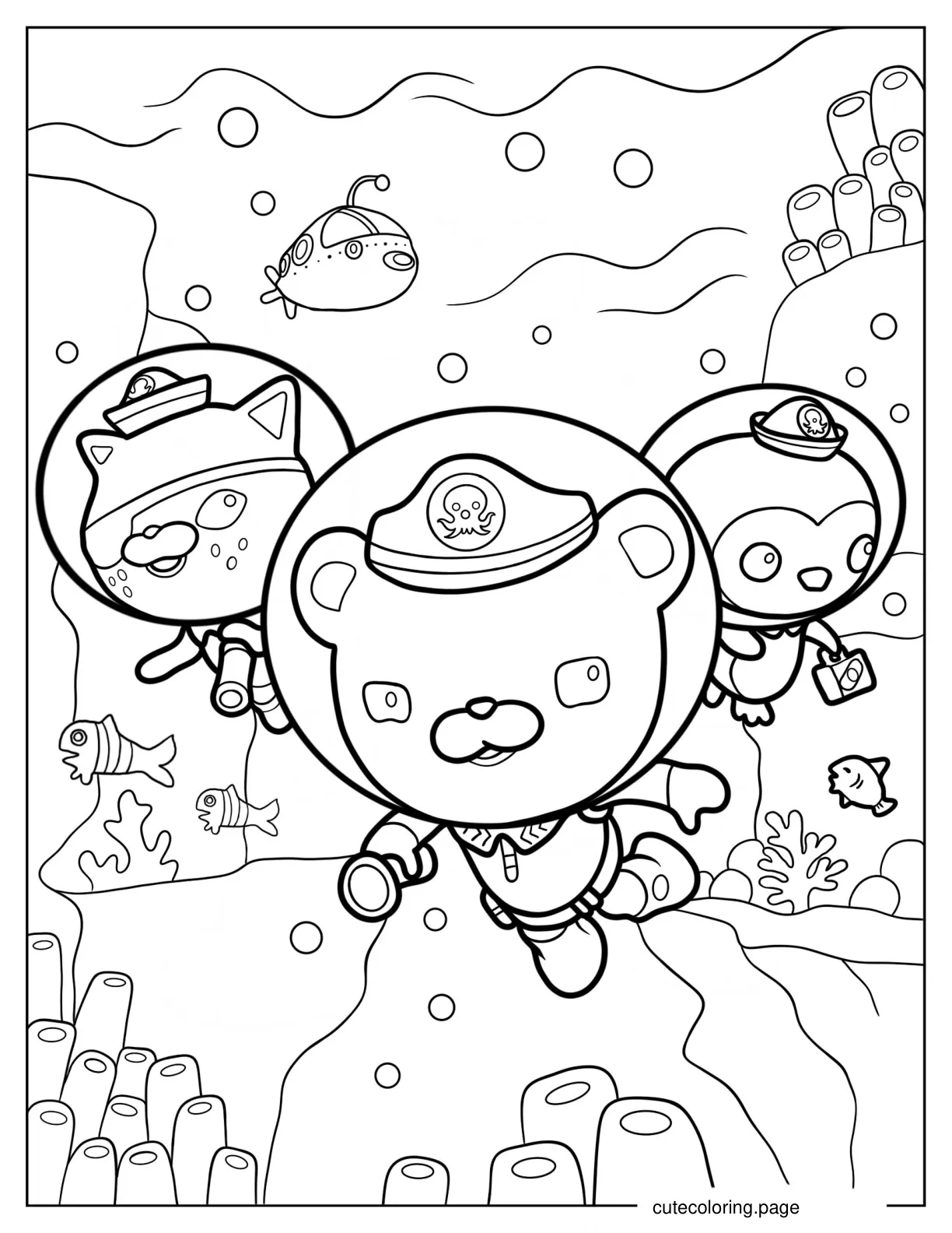 Detailed Octonauts Captain Barnacles Kwazii And Peso Penguin coloring page