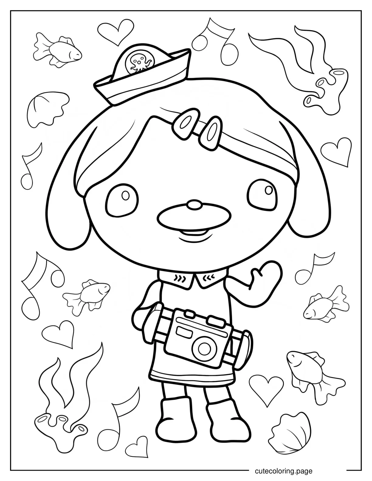 Kawaii Dashi Waving Coloring Page coloring page