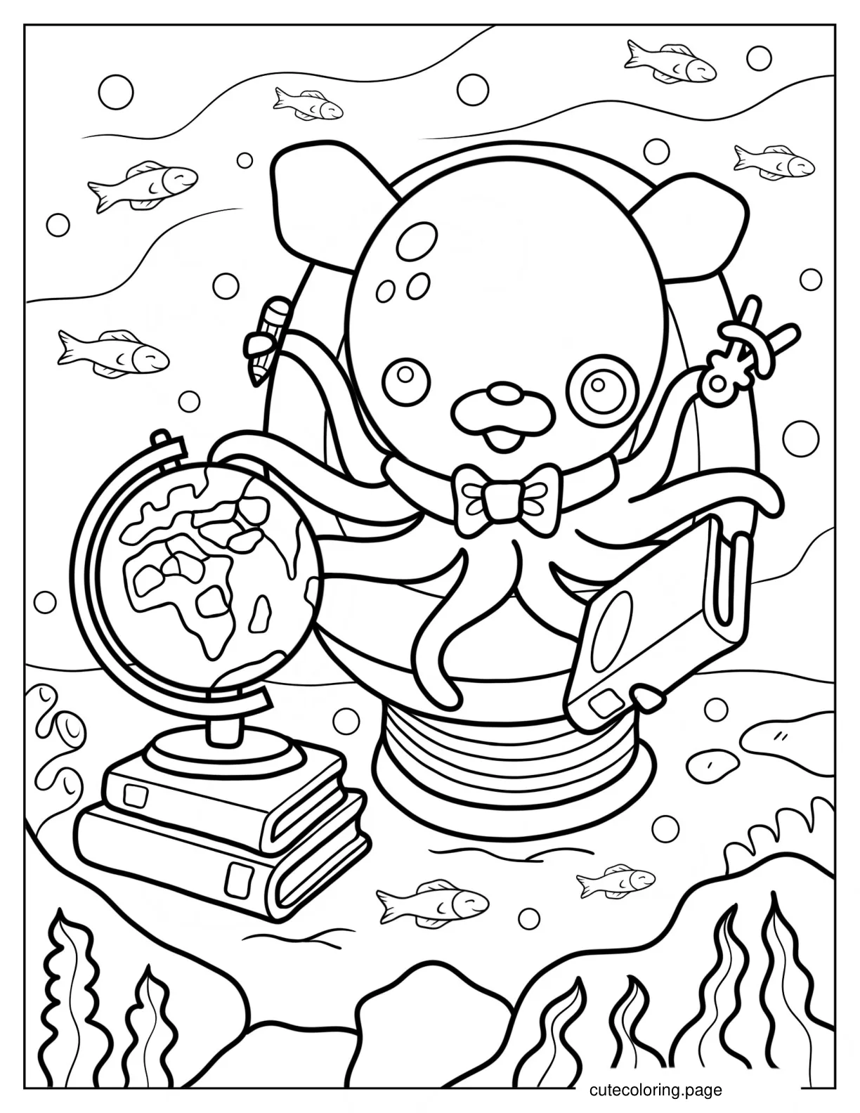 Octonauts Inkling Holding Book Pencil Protractor And Globe coloring page