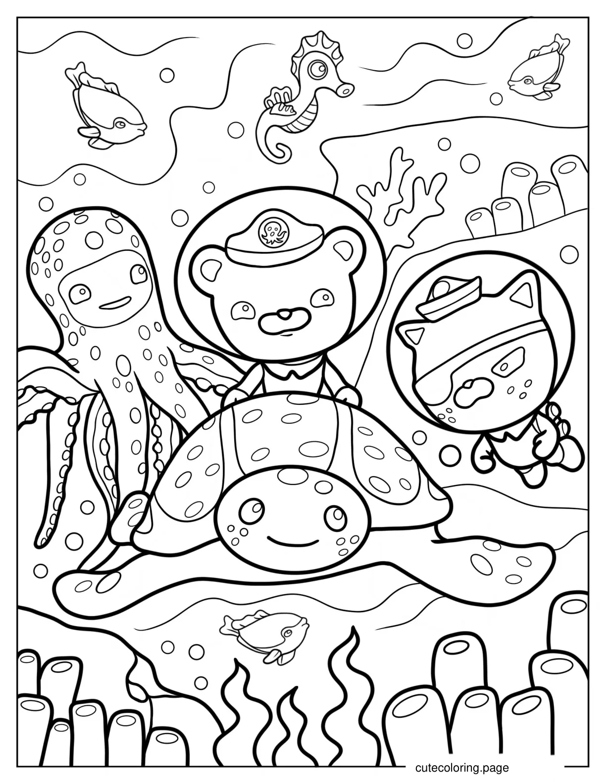 Octonauts Inkling Sandy Captain Barnacles And Kwazii coloring page