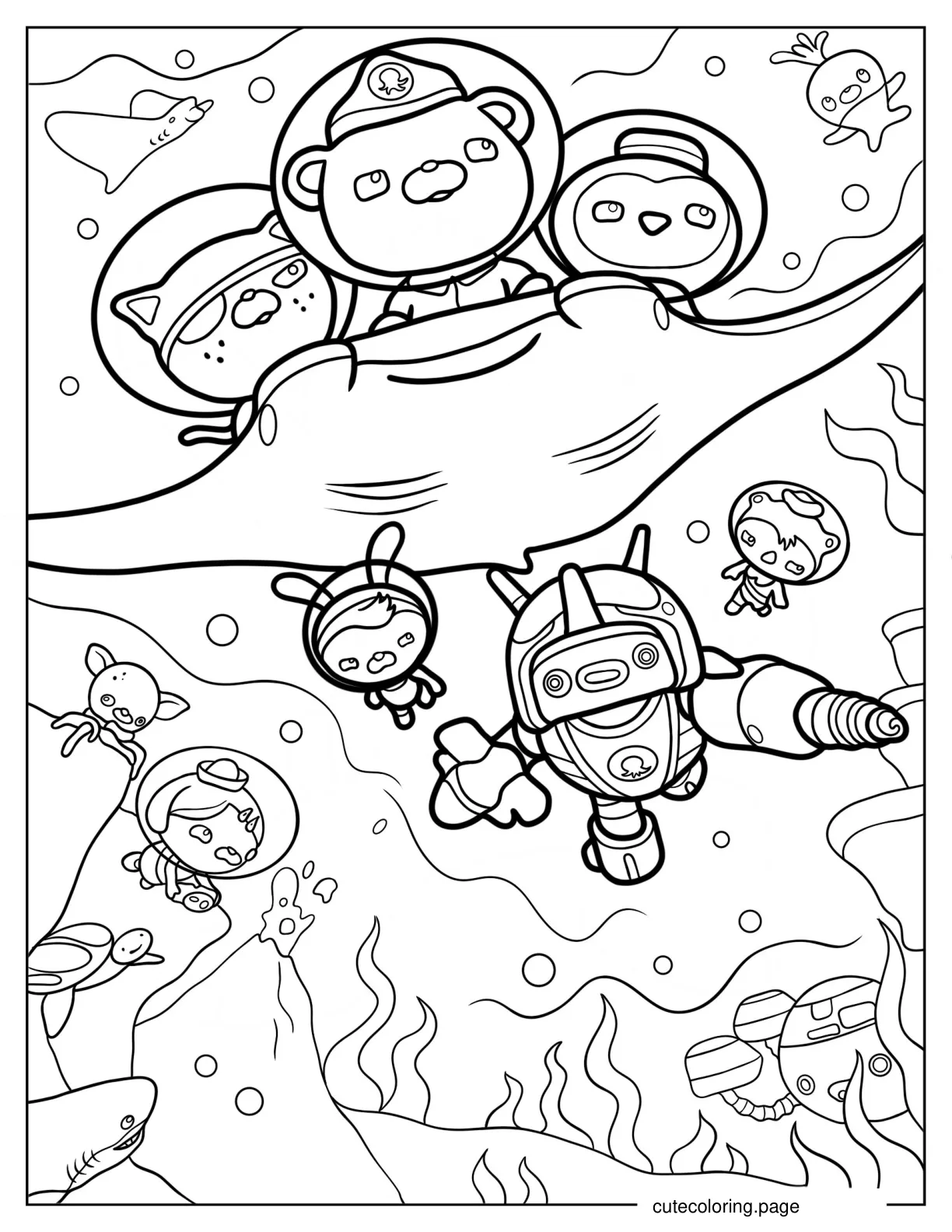 Octonauts Riding Manta Ray Coloring Page coloring page