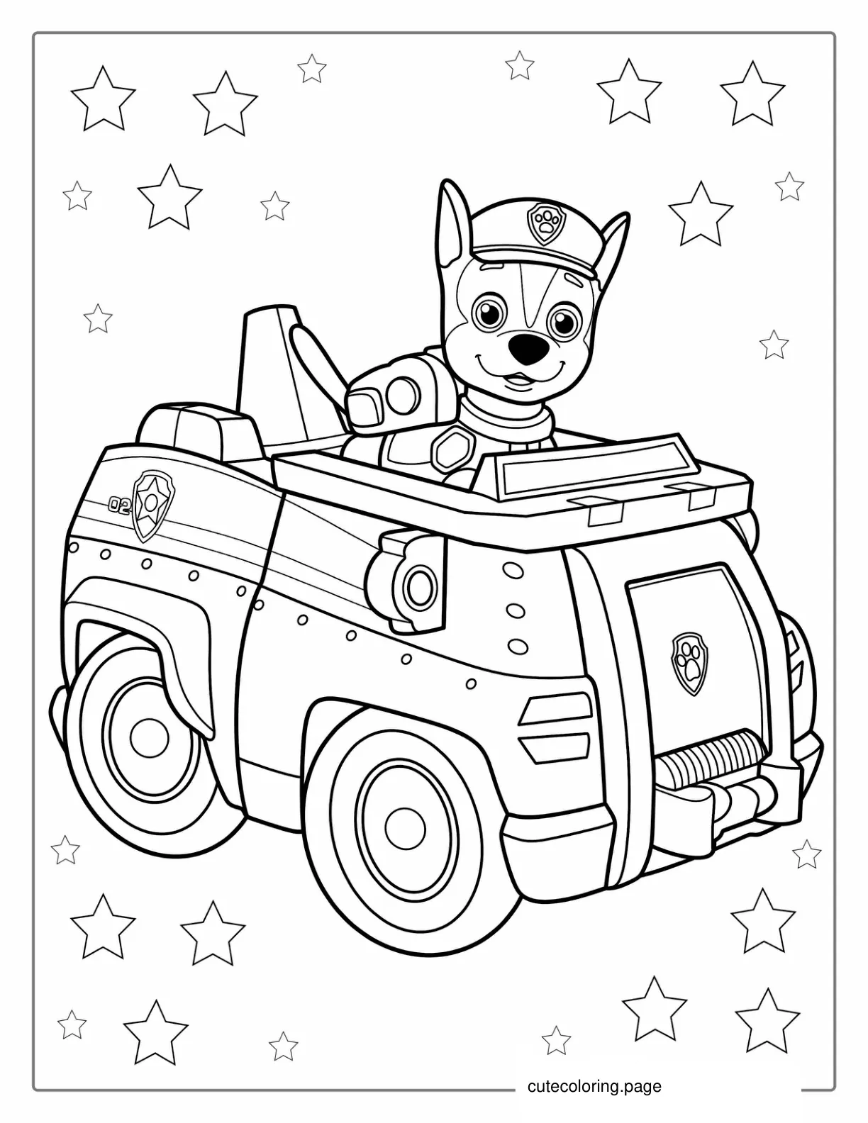 Coloring Page Of Chase In Police Truck coloring page