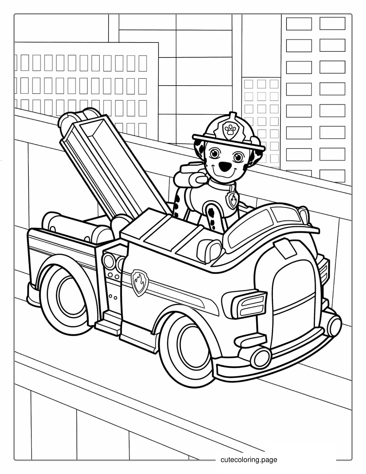 Coloring Page Of Marshall With Fire Truck coloring page