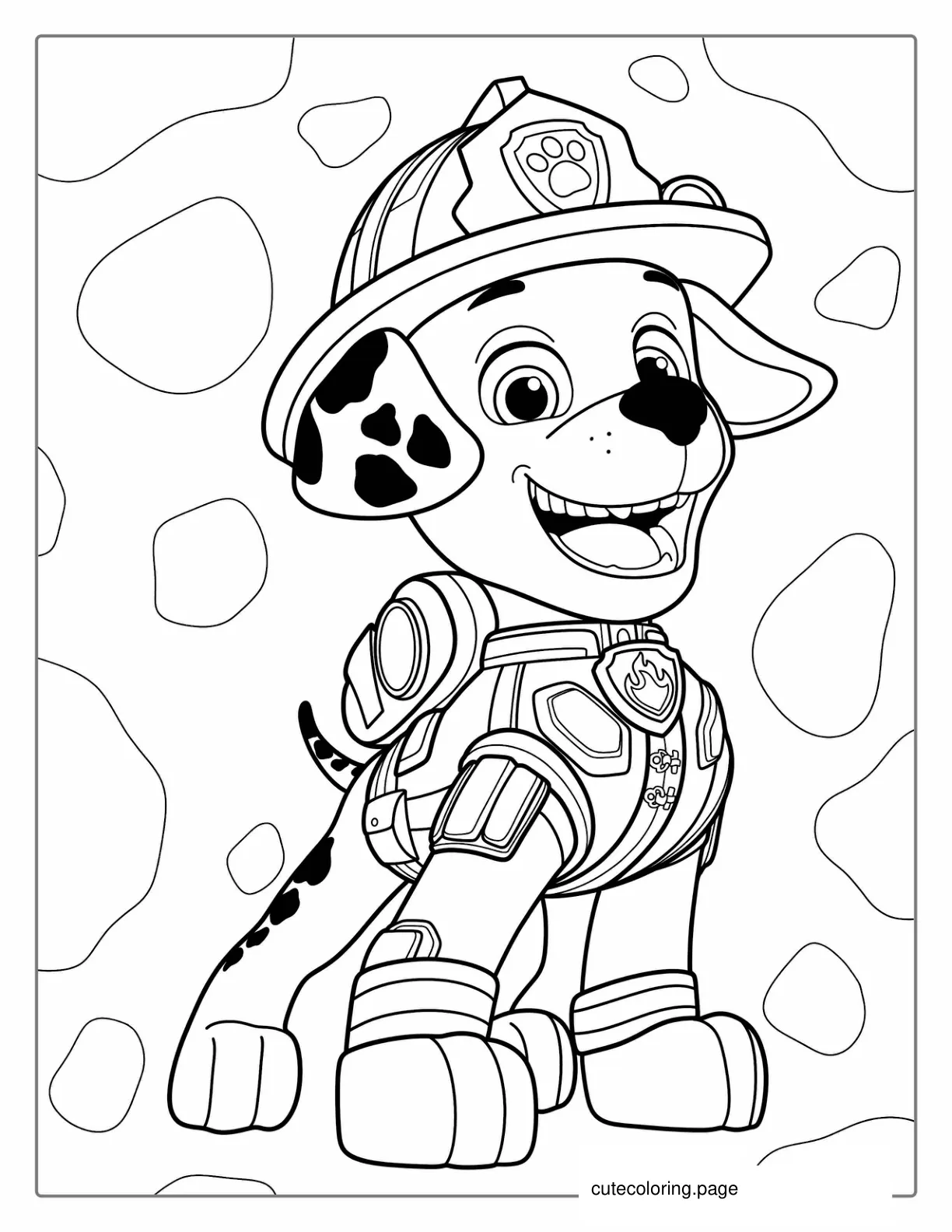 Dalmatian Marshall With Helmet To Color coloring page