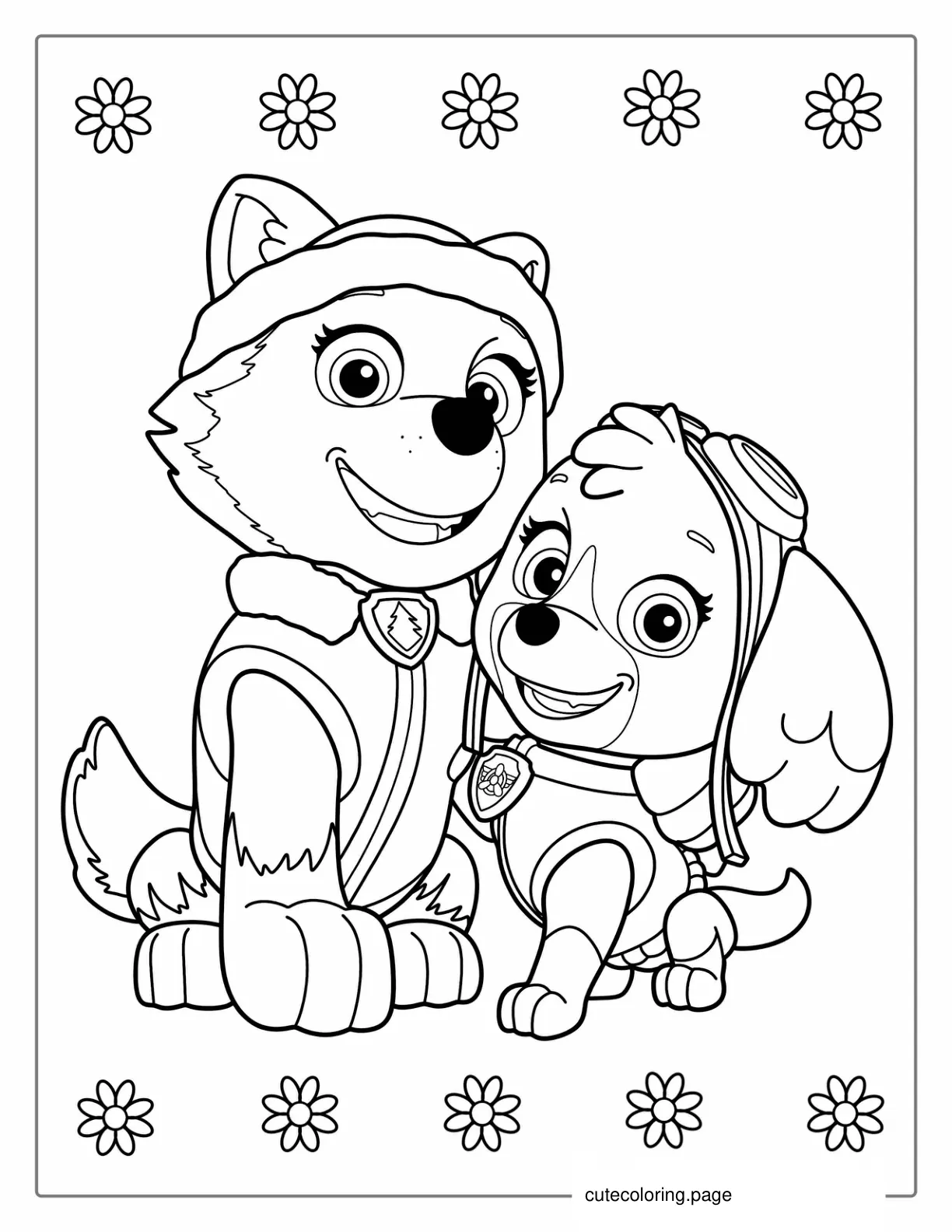 Everest And Skye Coloring Page coloring page