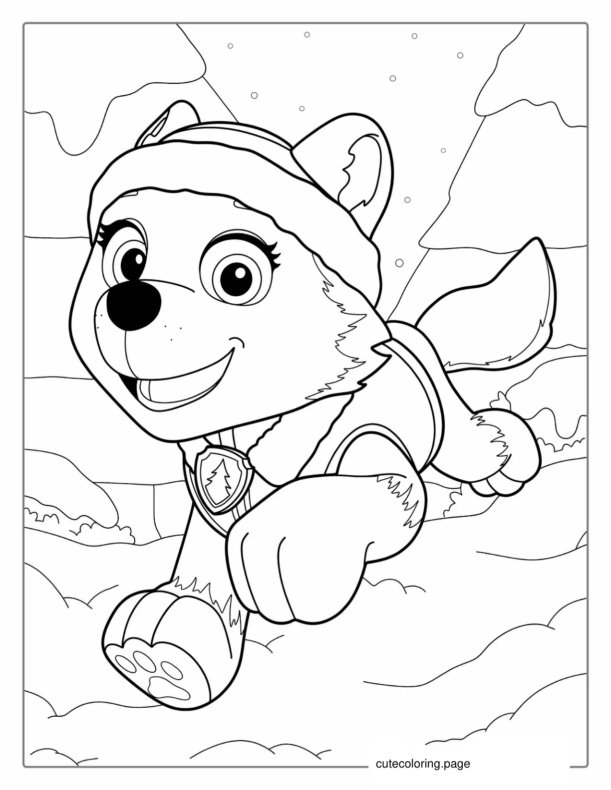 Everest Running In Snow Coloring Sheet coloring page