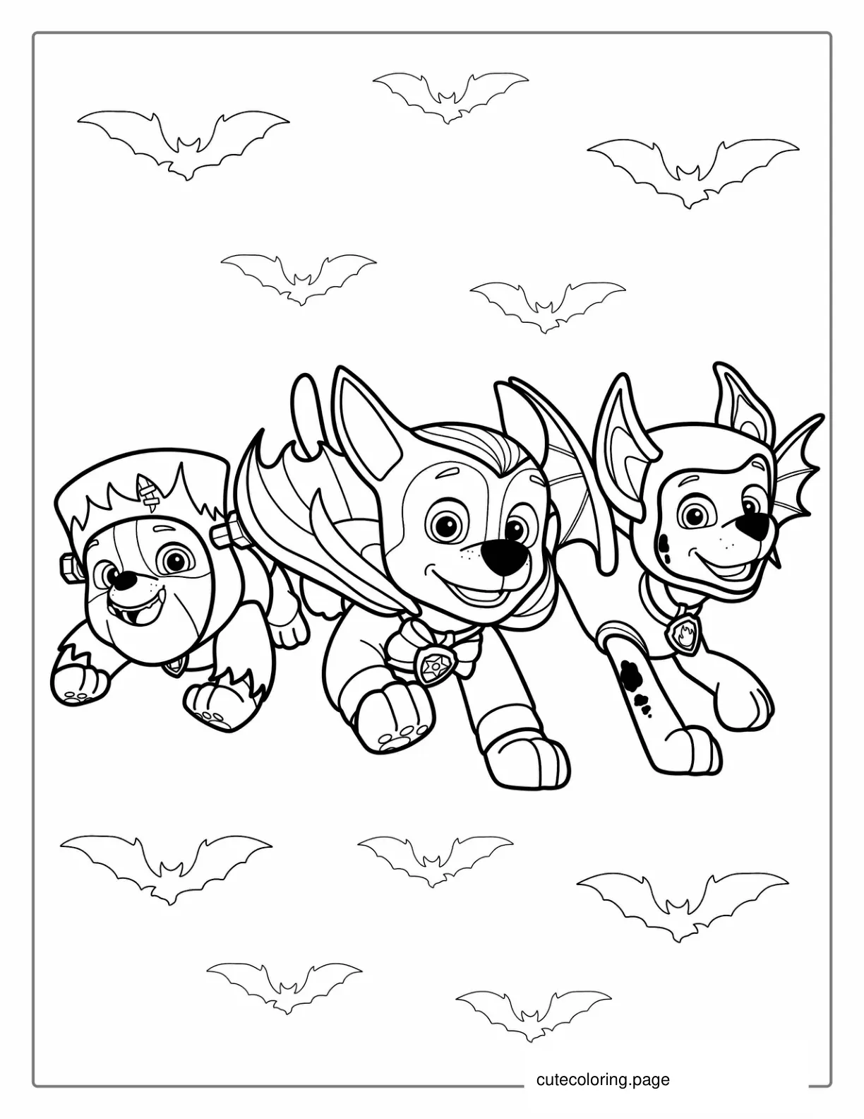 Halloween Themed Paw Patrol Coloring Picture coloring page