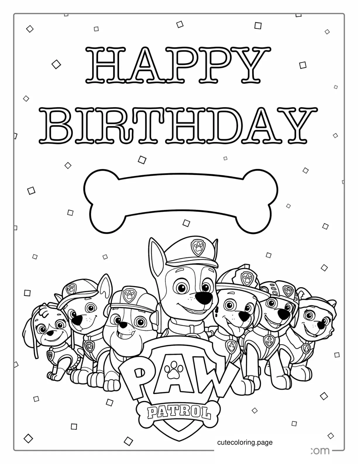 Happy Birthday Paw Patrol Coloring Sheet coloring page