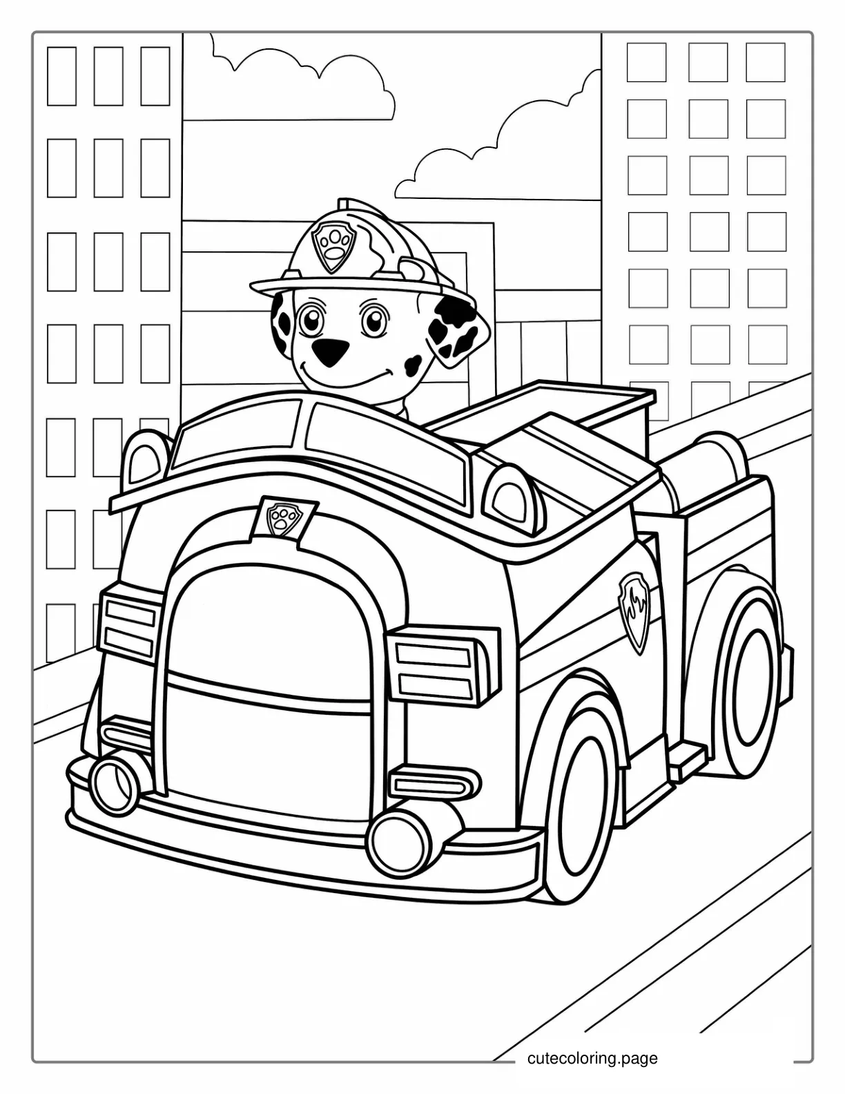 Marshall With Fire Truck Coloring Page coloring page