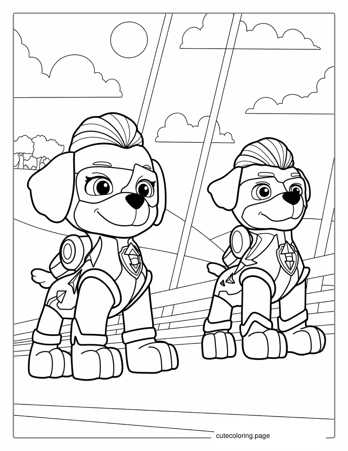 Mighty Pups Super Paws Coloring Sheet coloring page