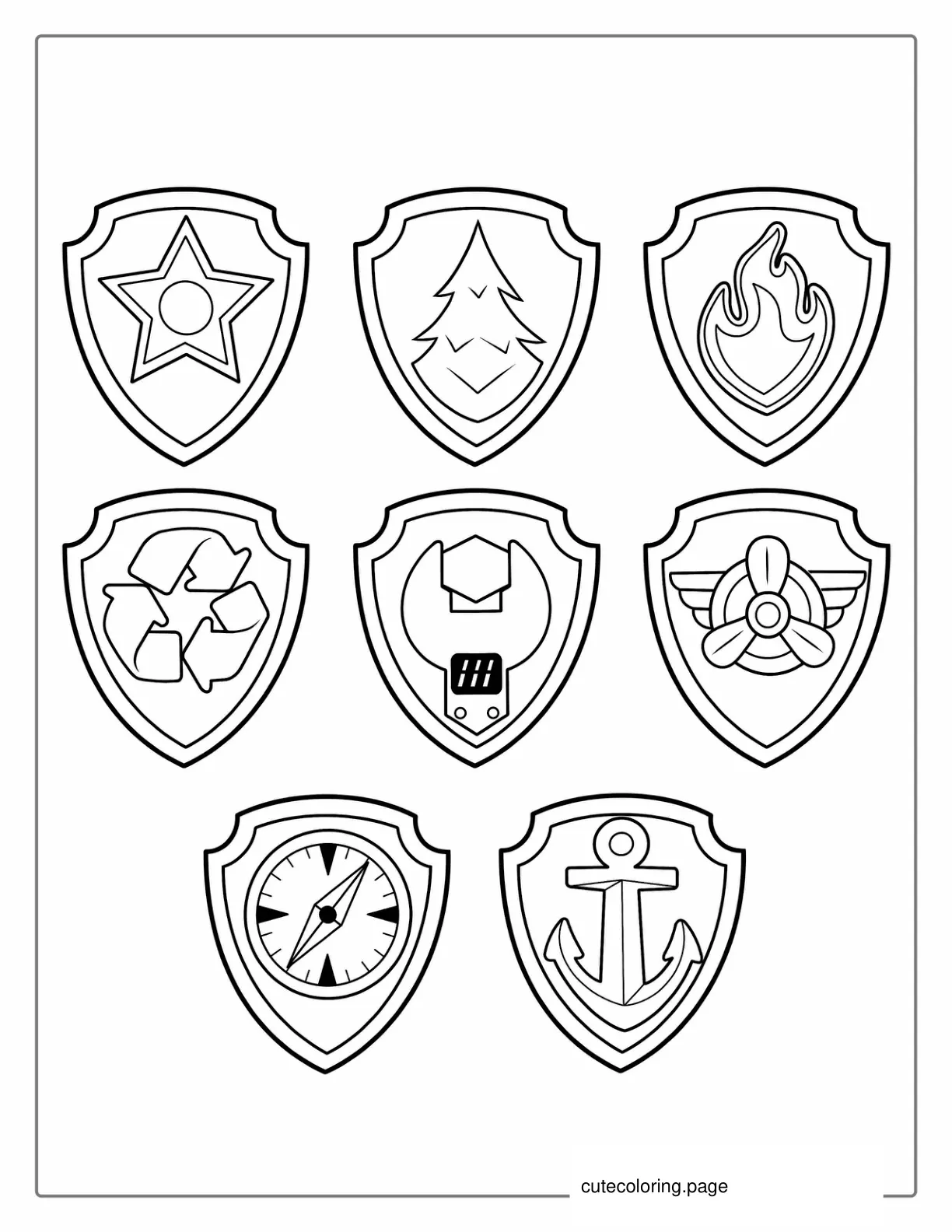 Paw Patrol Badges Coloring Page For Kids coloring page