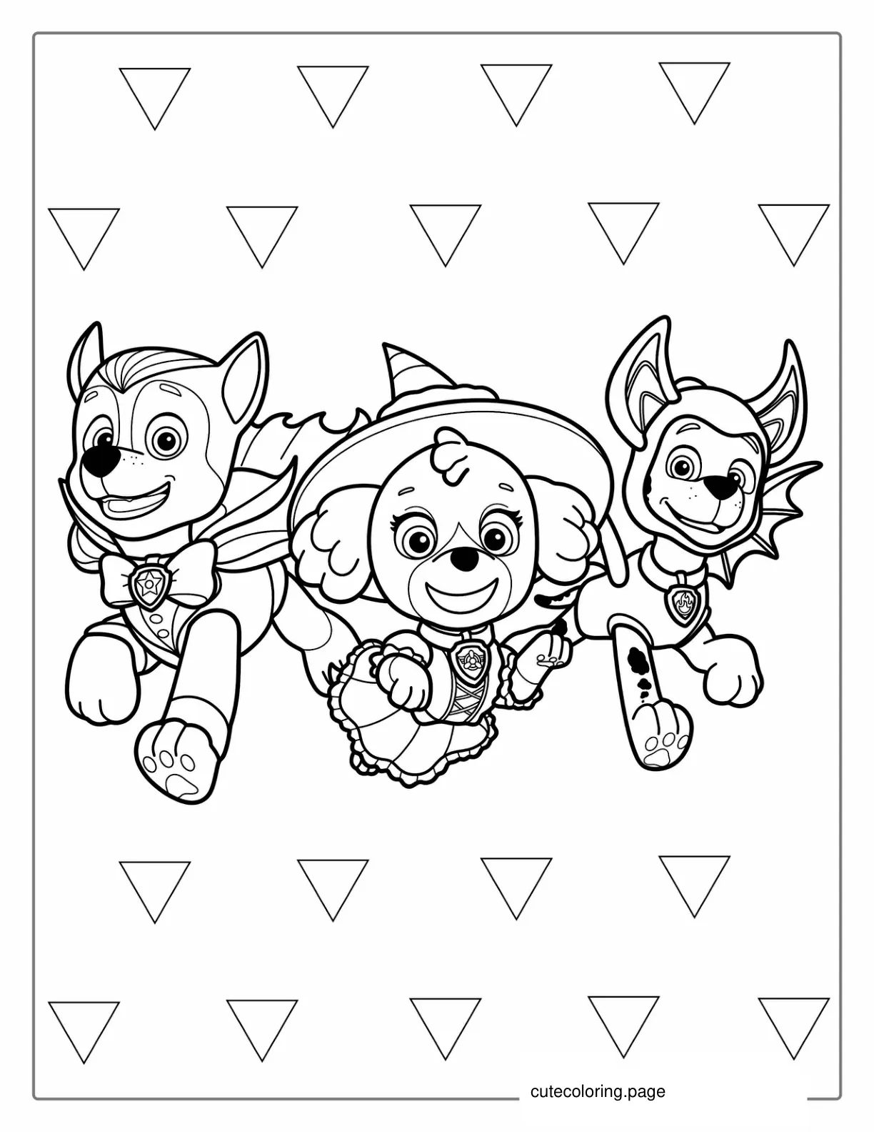 Paw Patrol Halloween Theme Coloring Page coloring page