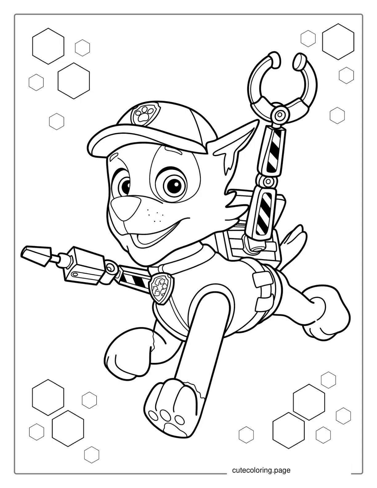 Recycling Rocky Character From Paw Patrol coloring page