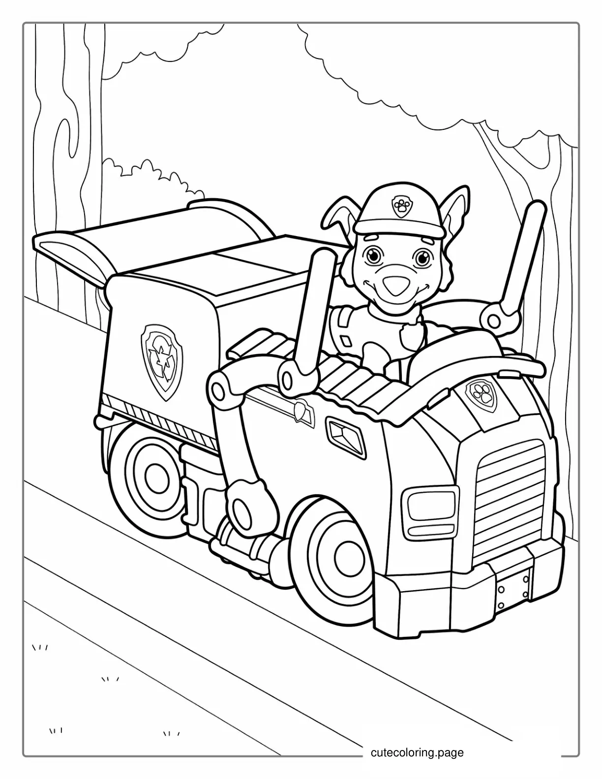 Rocky With Recycling Truck Coloring Page coloring page