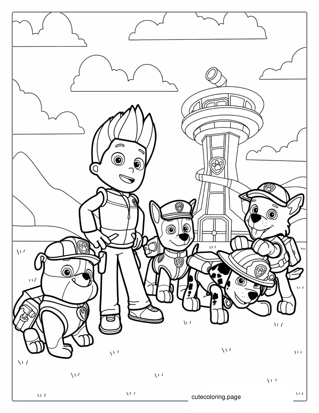 Ryder And Pooch Friends At The Airport coloring page