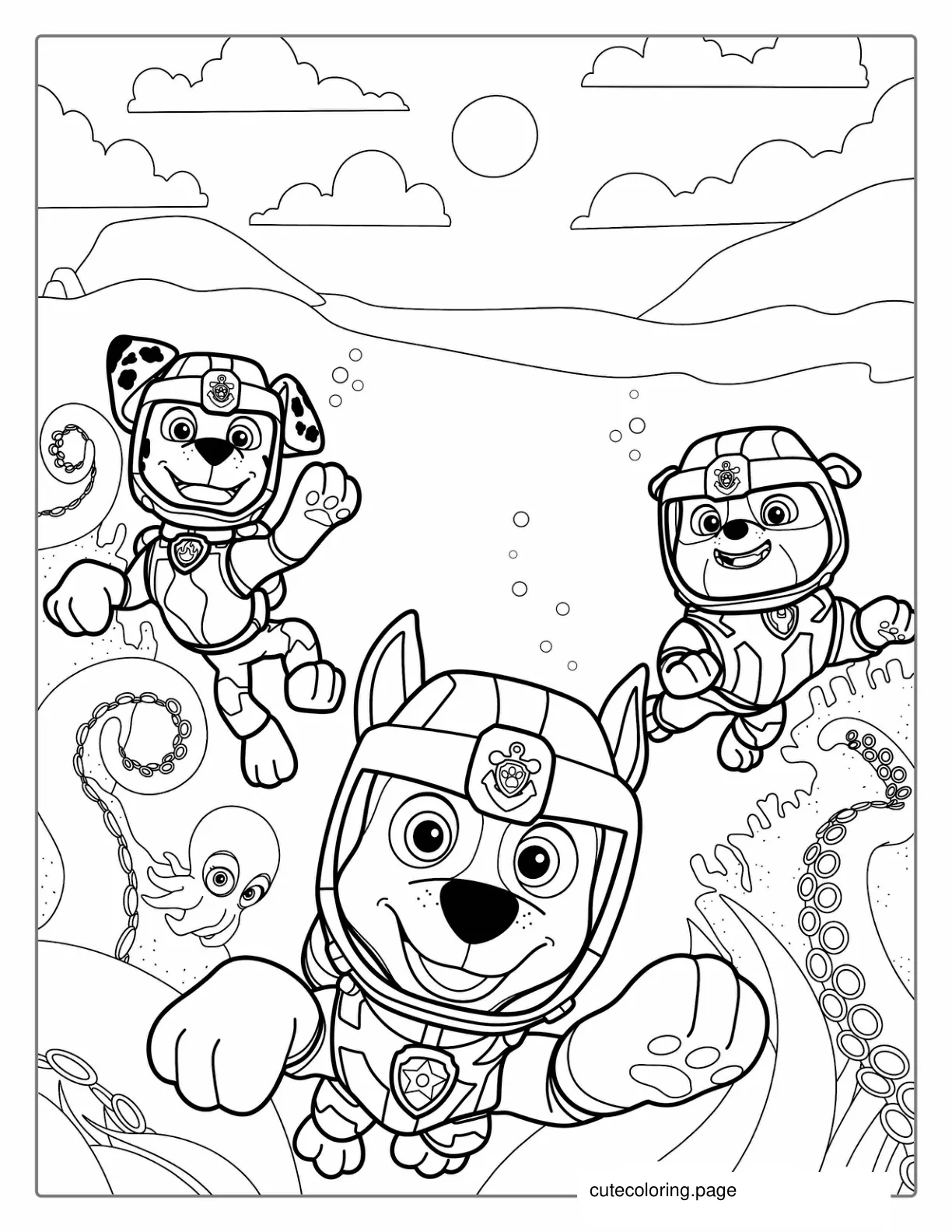 Sea Rescue Paw Patrol Coloring Sheet coloring page