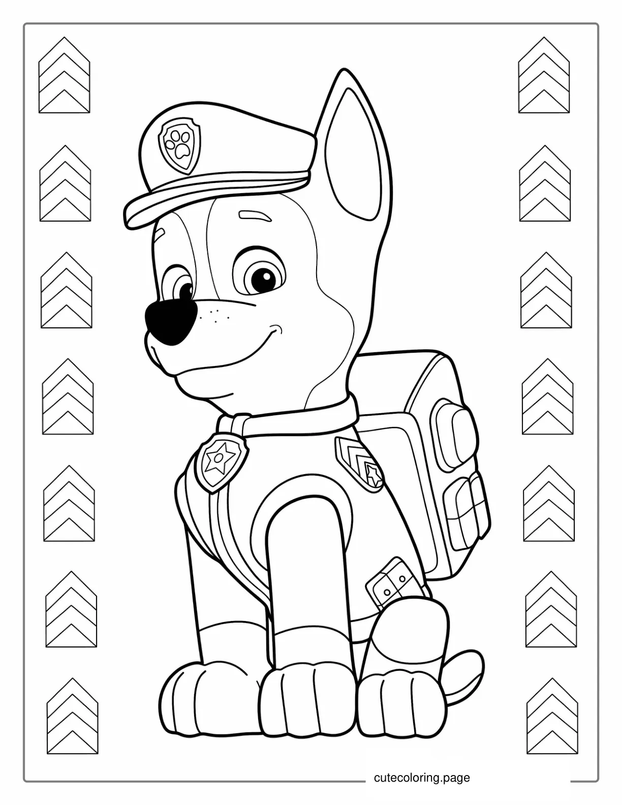 Simple Coloring Page Of Police Dog Chase coloring page