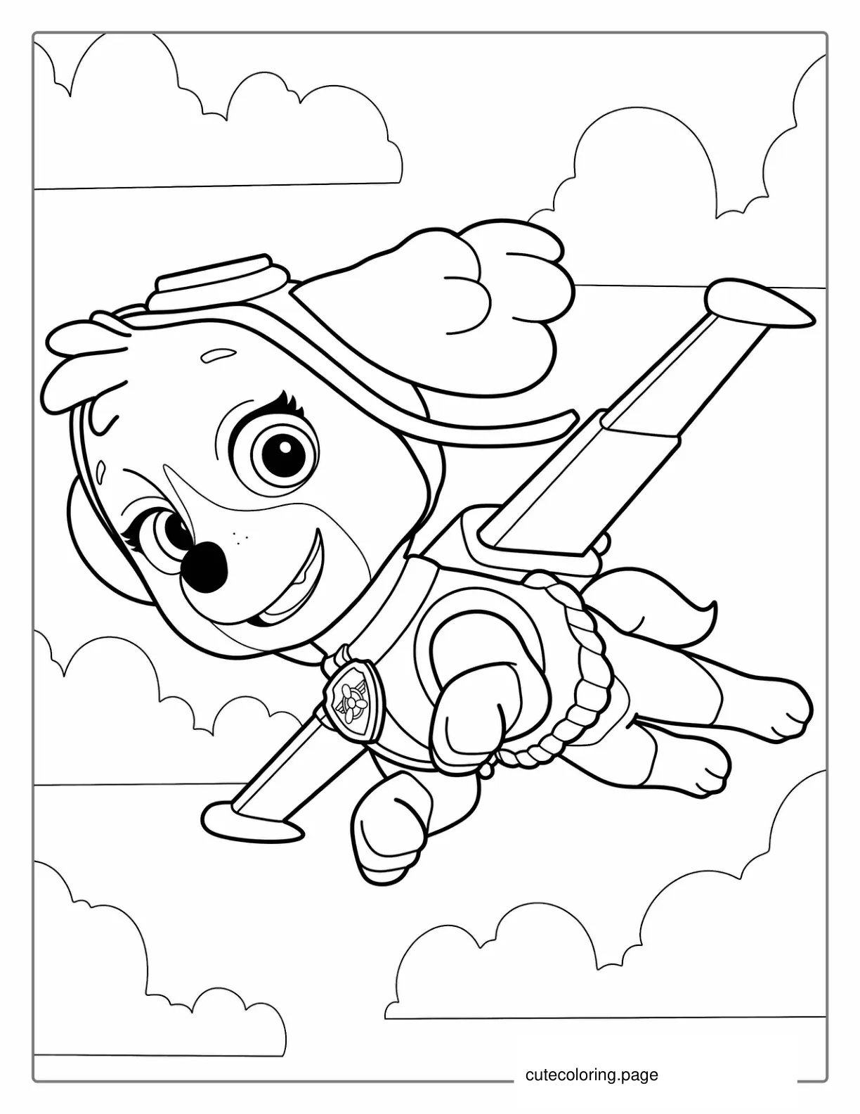 Skye Dog Flying In The Sky To Color coloring page