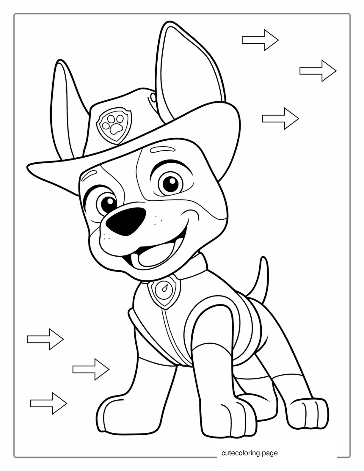 Tracker Wearing Cow Boy Hat To Color coloring page