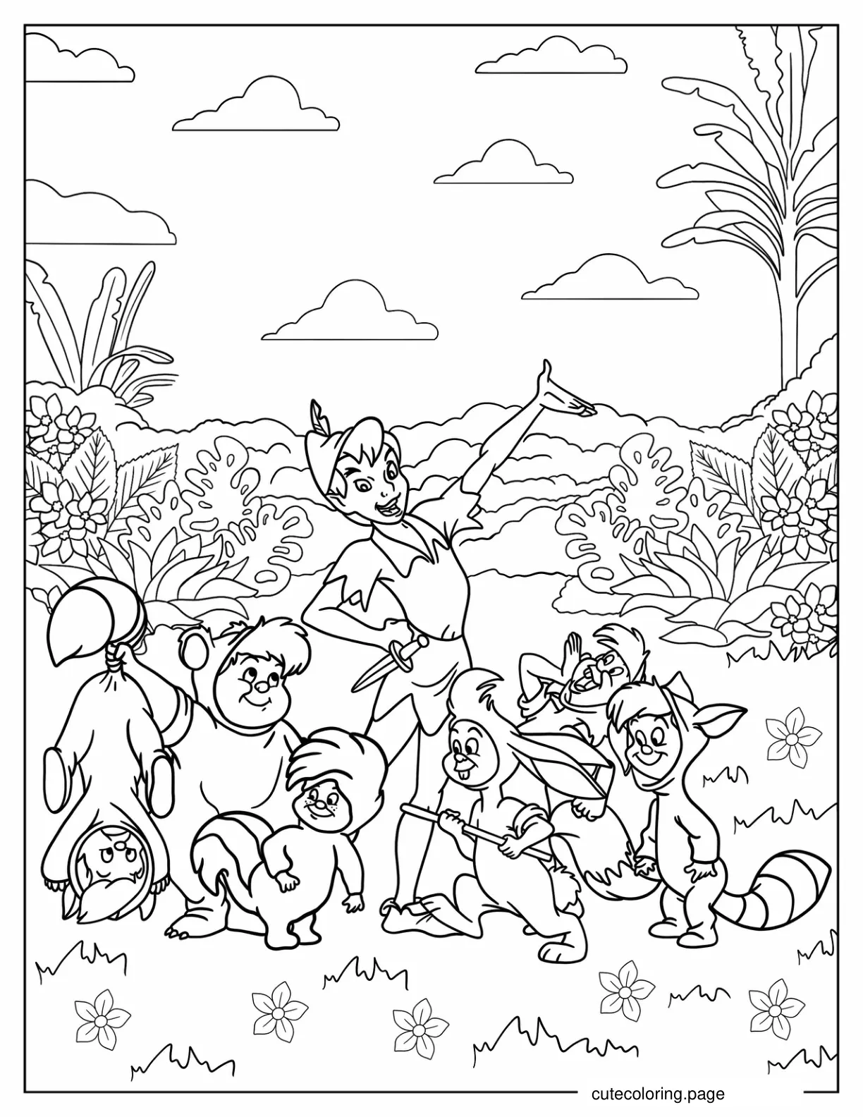 Coloring Page Of Peter Pan And The Lost Boys coloring page