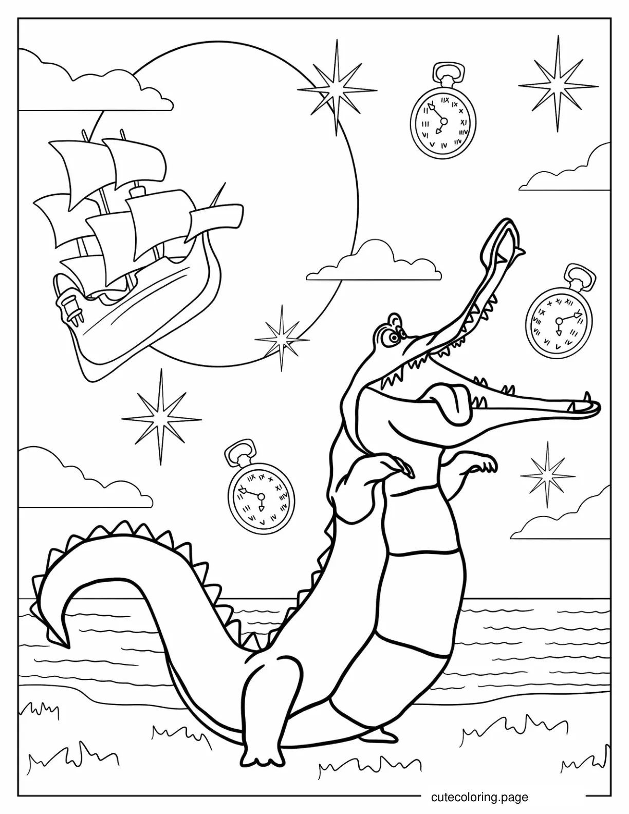 Coloring Sheet Of Tick Tock the Crocodile coloring page