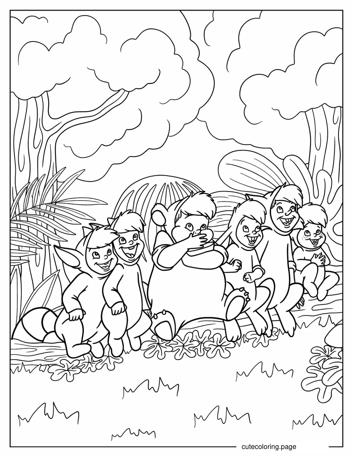 Detailed Coloring Page Of Lost Boys In Neverland coloring page