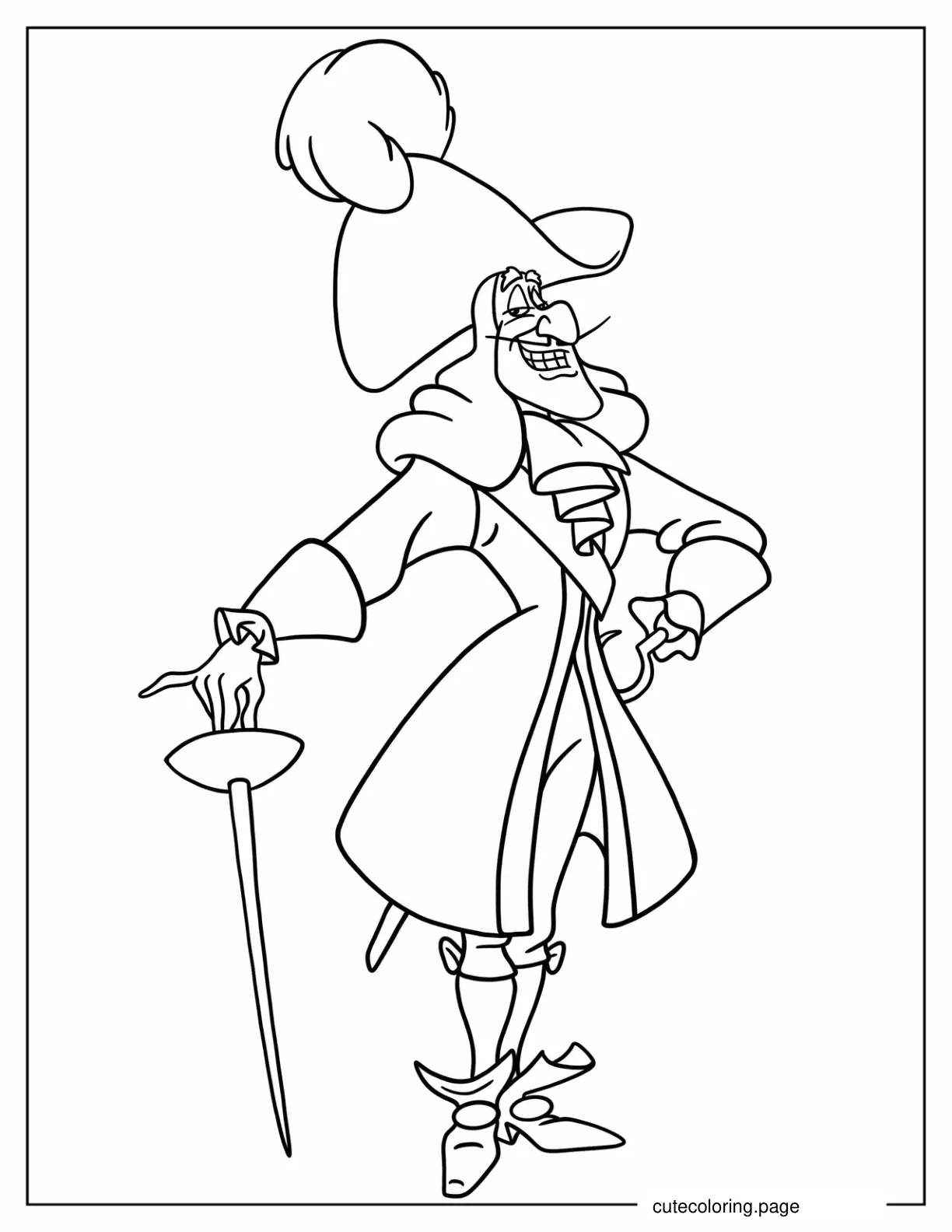 Easy Coloring Page Of Captain Hook For Kids coloring page