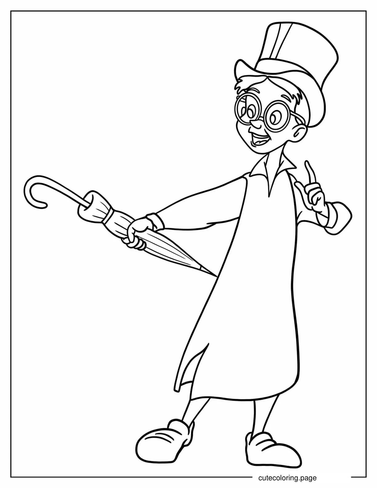 John Darling Holding Umbrella coloring page