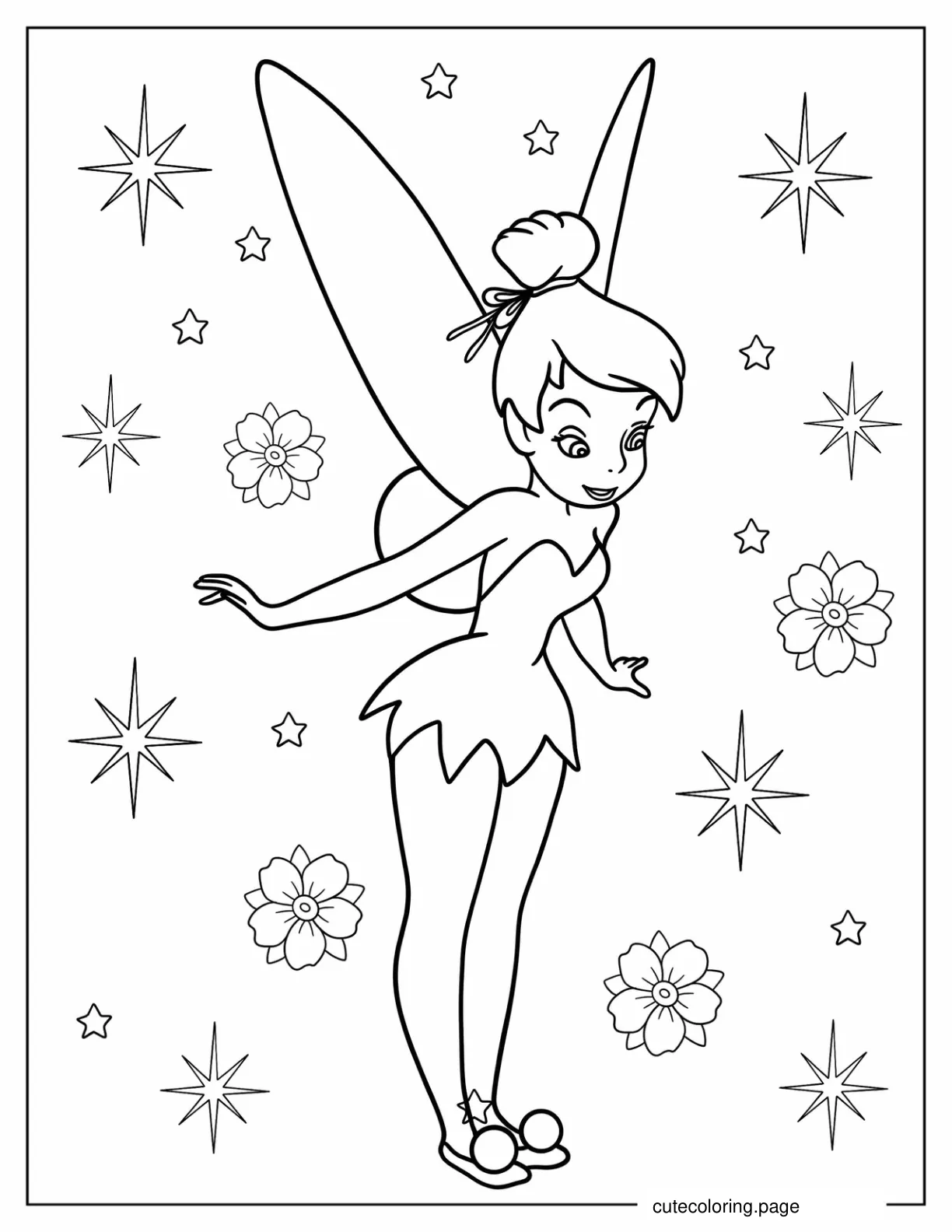 Kawaii Tinker Bell Coloring Sheet For Preschoolers coloring page