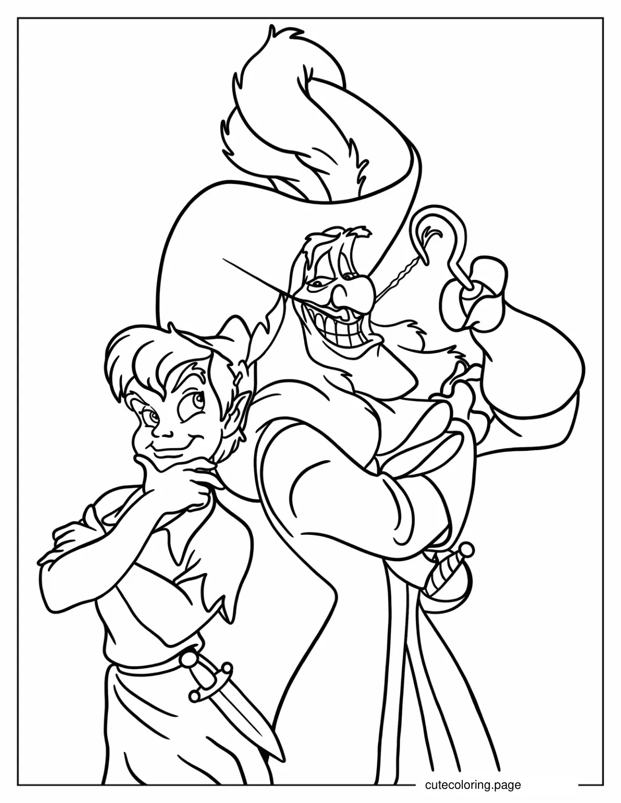 Peter Pan And Captain Hook Back To Back Coloring Page coloring page