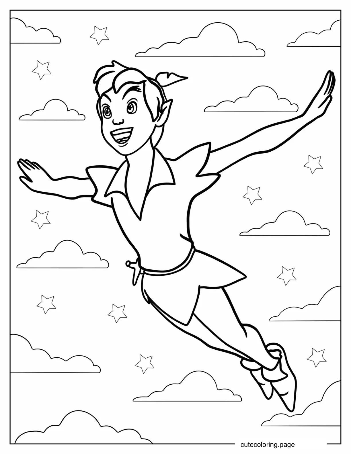 Simple Outline Of Peter Pan Coloring In coloring page