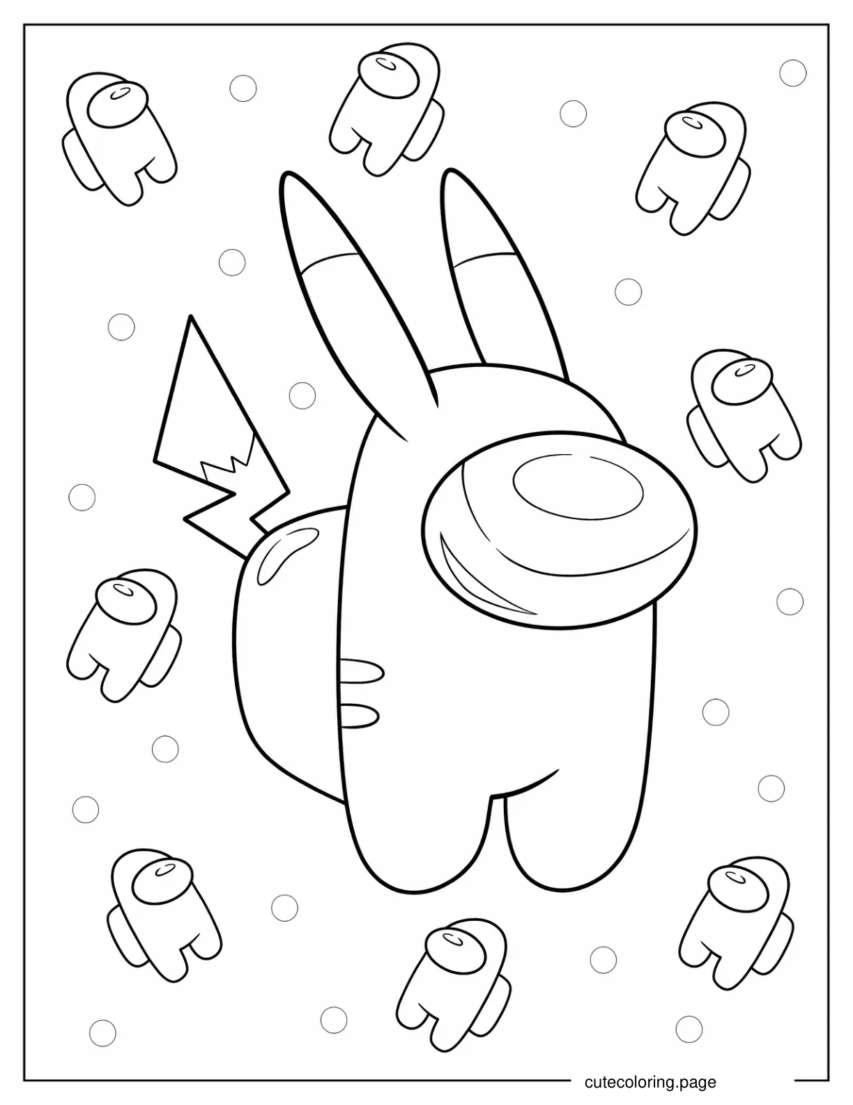 Among Us Pikachu Coloring Sheet coloring page