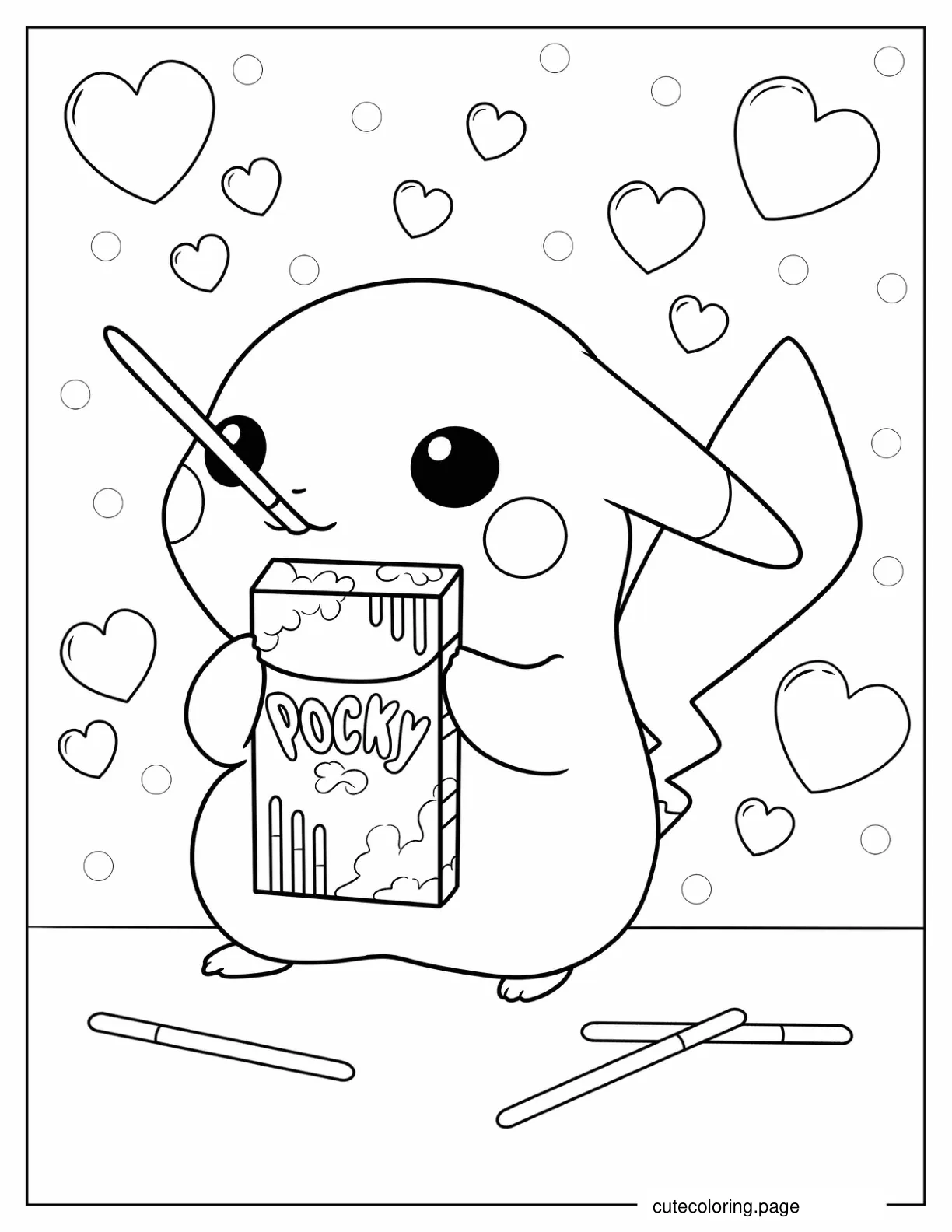 Baby Pikachu Eating Pocky Coloring In For Preschoolers coloring page