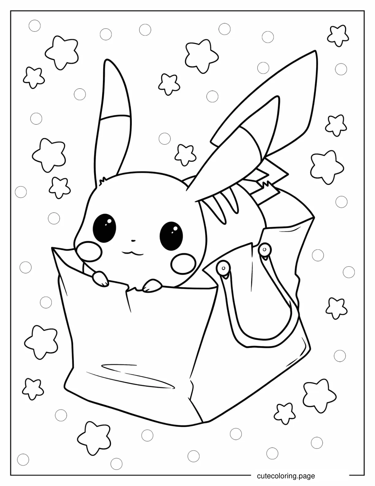 Chibi Pikachu In A Bag Coloring In coloring page