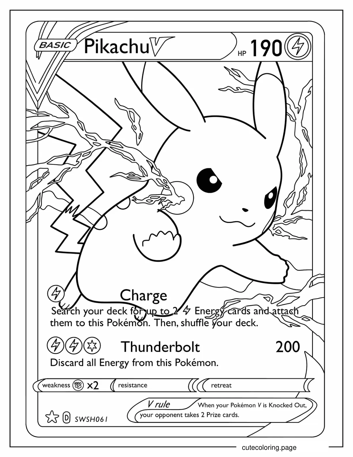 Detailed Pikachu Pokemon Card coloring page