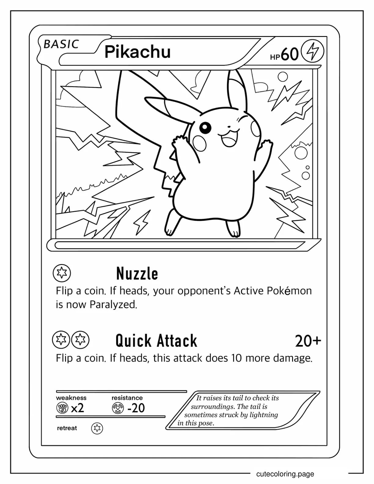 Detailed Pokemon Card Of Pikachu coloring page