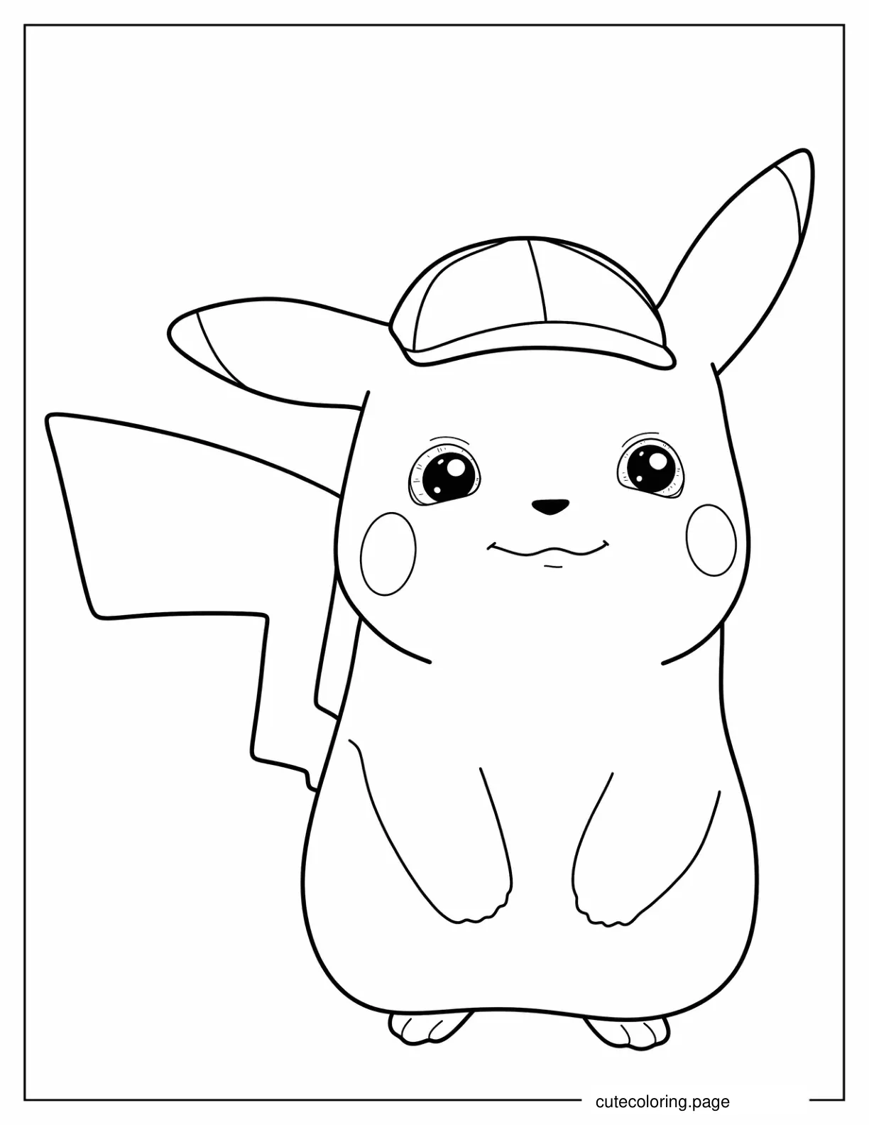 Detective Pikachu Coloring In For Kids coloring page