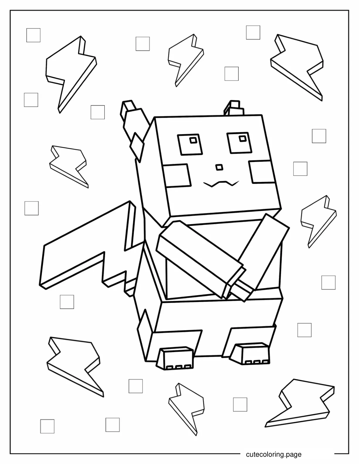 Minecraft Pikachu Coloring Sheet coloring page