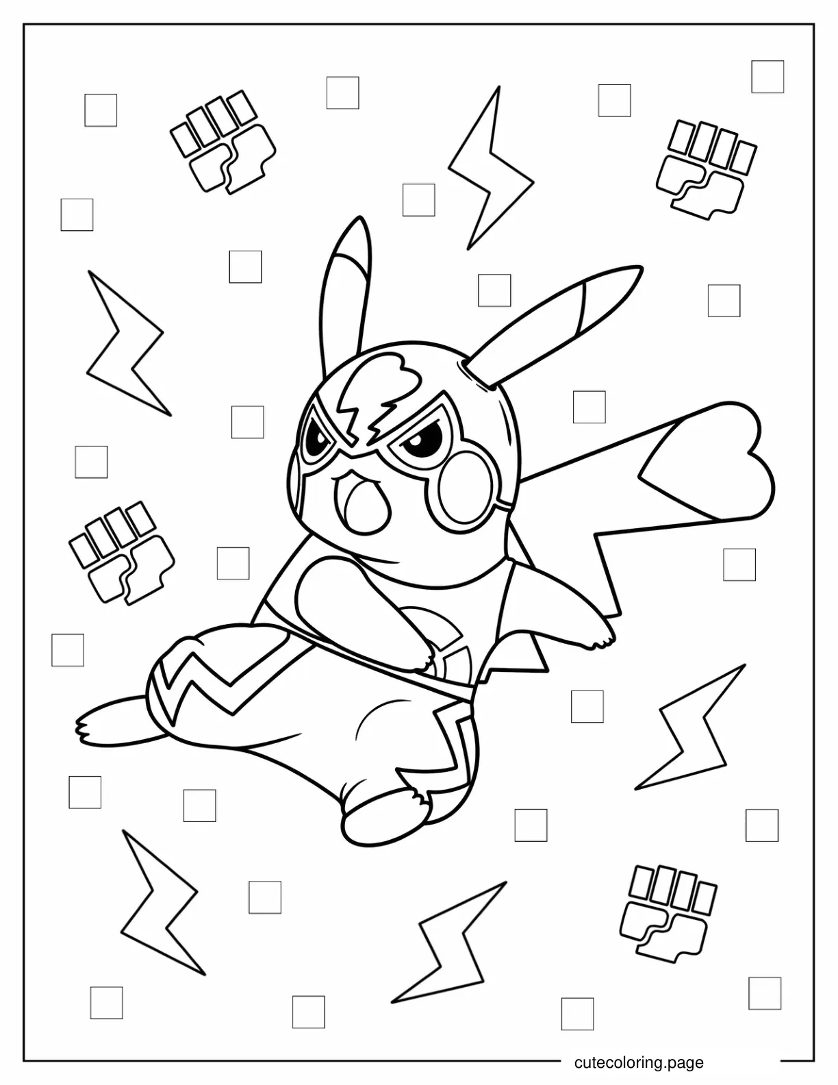 Pikachu Libre Coloring Sheet coloring page