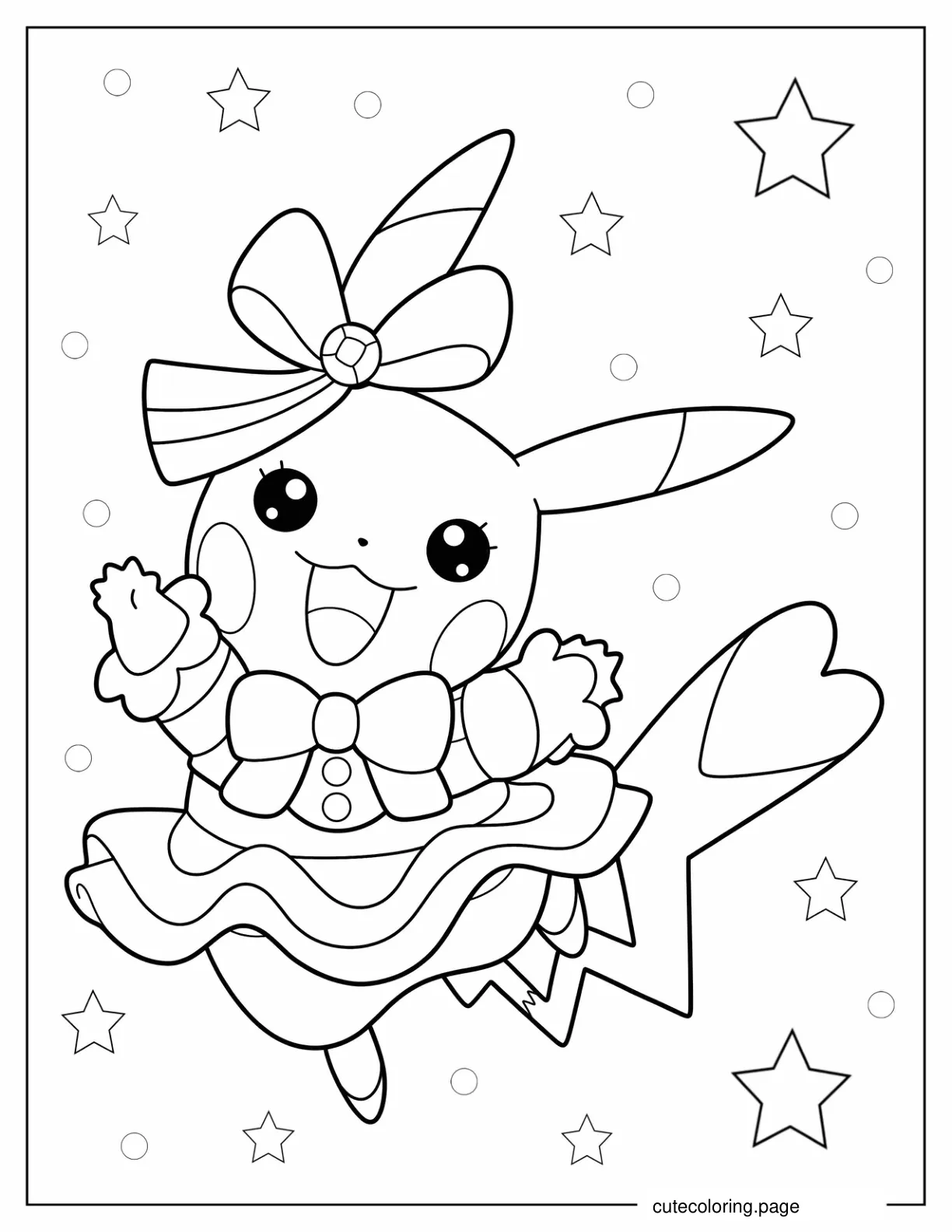 Pikachu Wearing Dress Coloring In coloring page