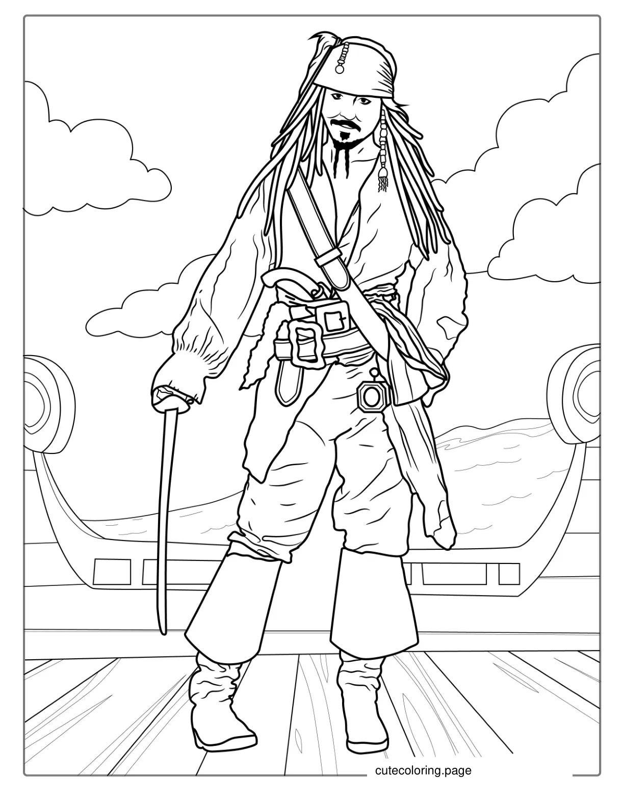 Captain Jack Sparrow Pirate Coloring Page coloring page