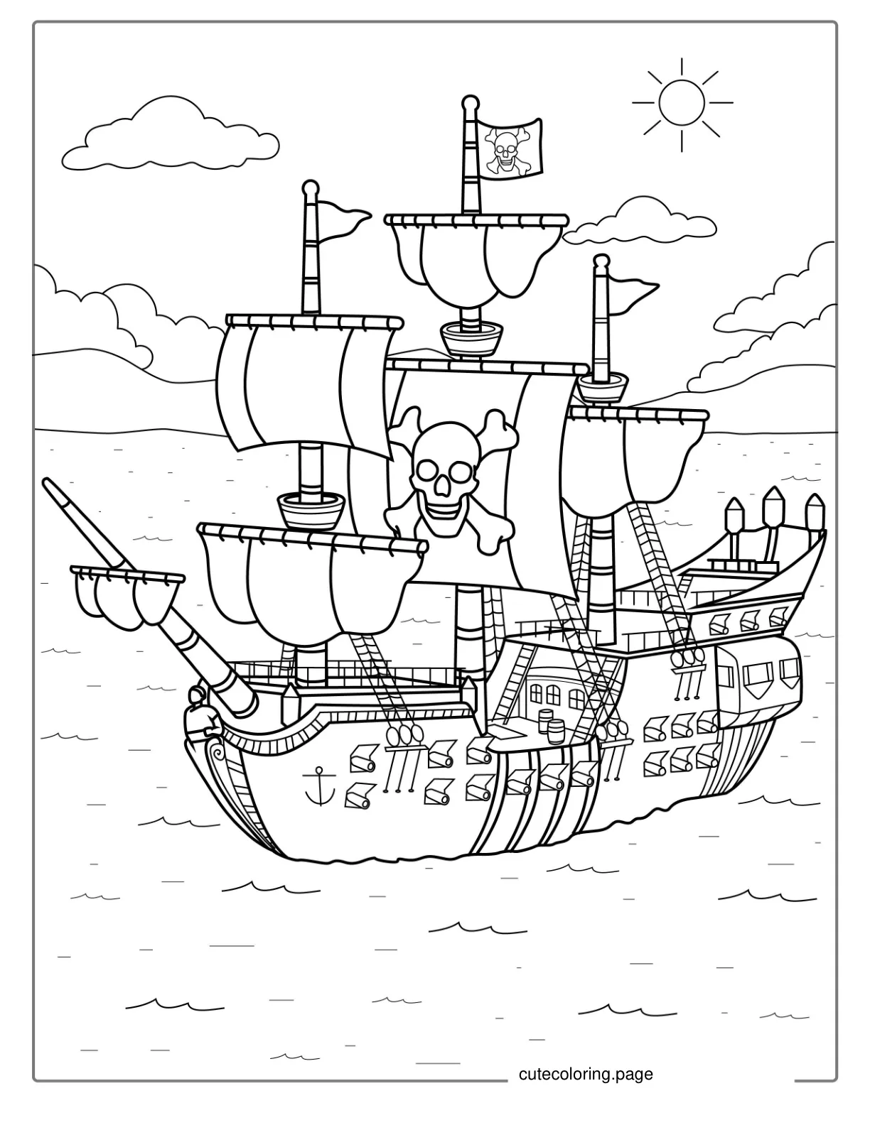 Coloring Sheet Of Pirate Ship With Canons coloring page