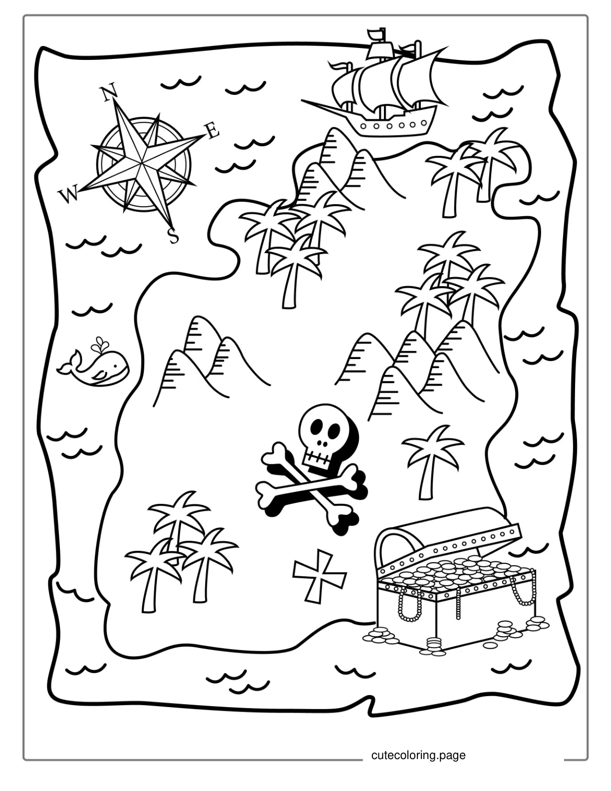 Coloring Sheet Of a Pirates Map coloring page