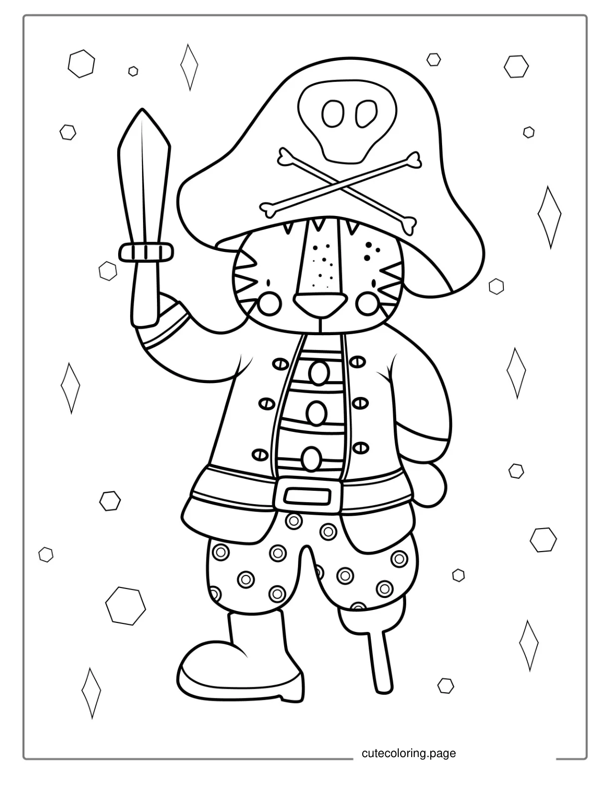 Easy Outline Of a Pirate To Color For Kids coloring page