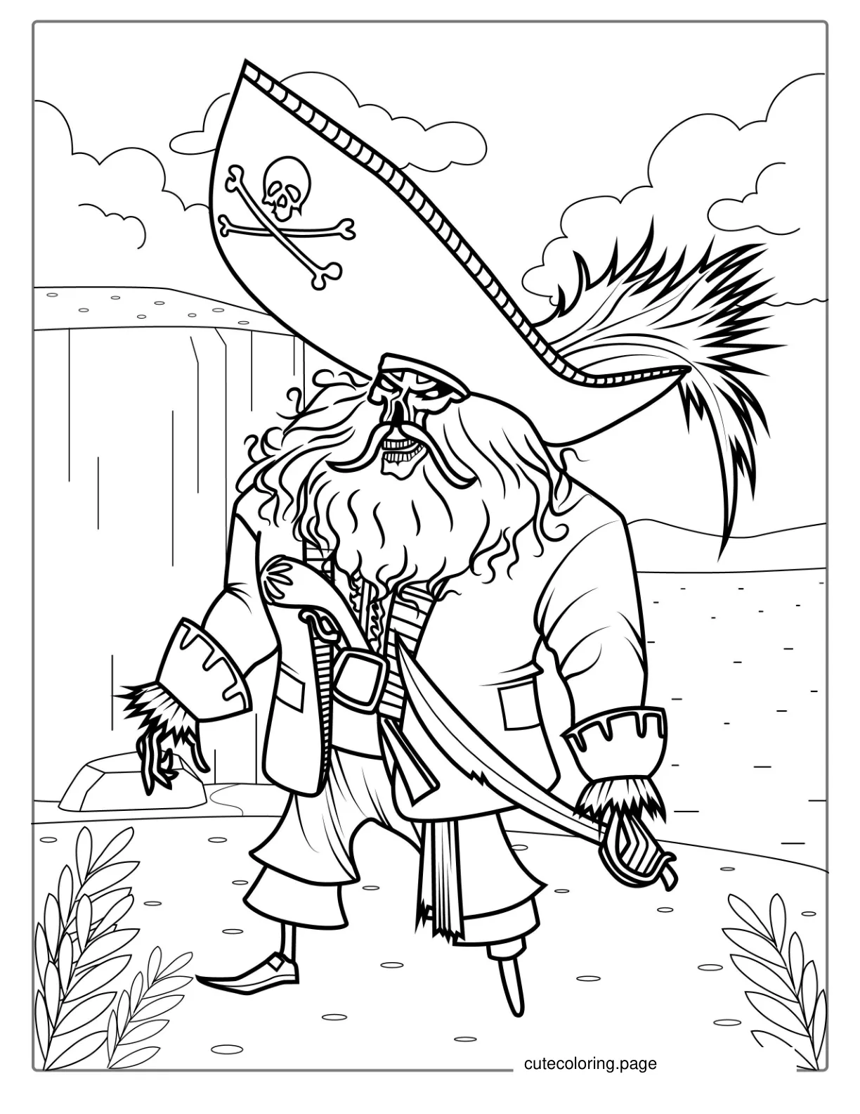 Evil Black Beard Pirate Coloring Page coloring page