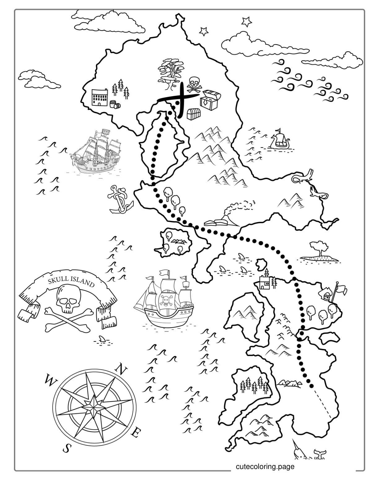 Pirate Treasure Map Coloring Sheet coloring page