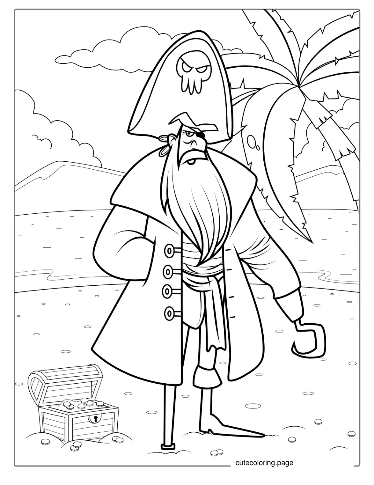 Pirate With Wooden Leg And Eye Patch To Color coloring page