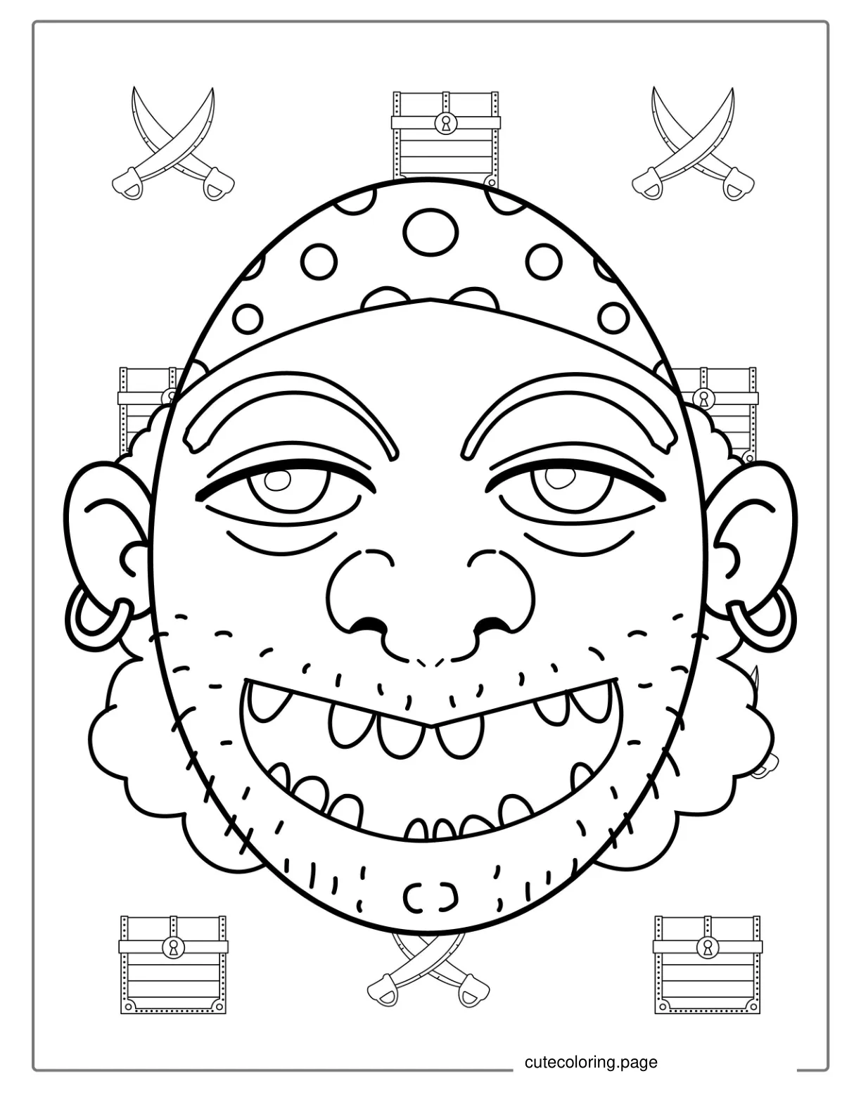 Simple Outline Of a Pirate Face To Color coloring page