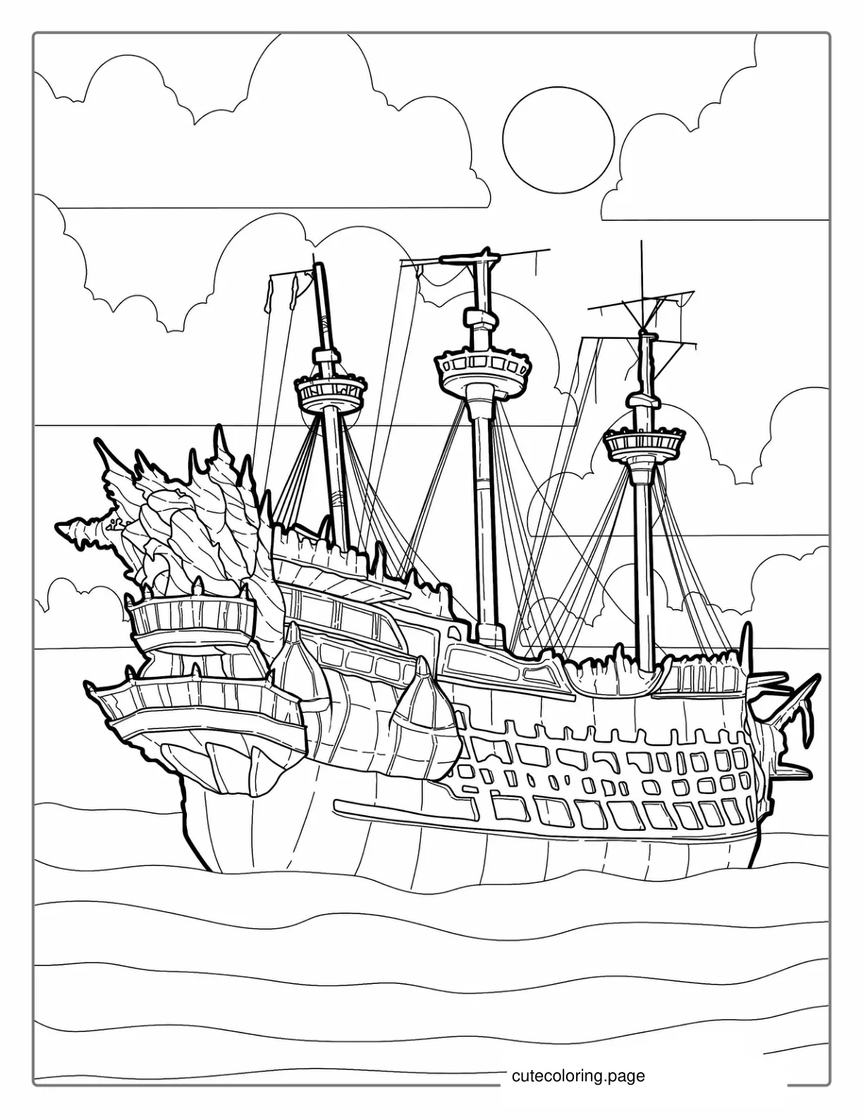 Black Pearl Pirate Ship Coloring Page coloring page